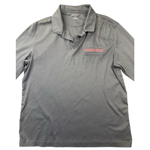UNTUCKit Gray Long Sleeve Polo with Red Accent - Picture 4 of 7